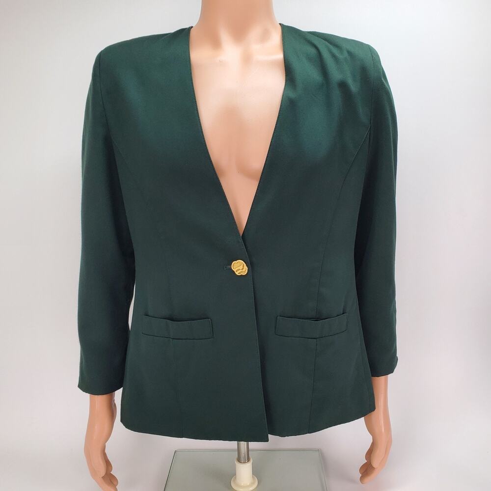 Girl‎ Scouts of the USA Vintage Forest Green Uniform Blazer Jacket Womens Size 8